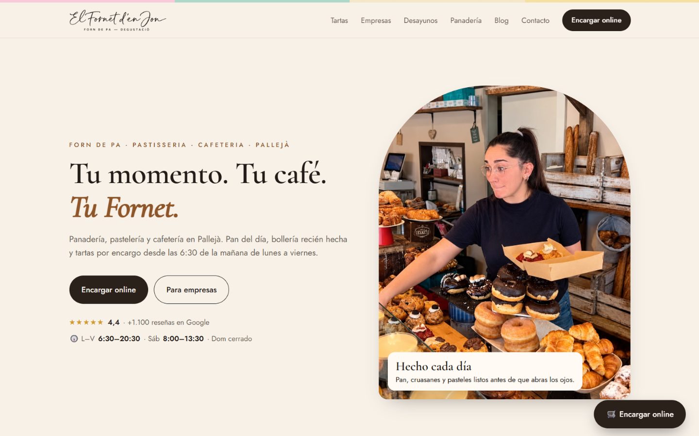 Diseño web de El Fornet d'en Jon, panadería en Pallejà